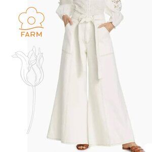 Farm Rio Off White (Natural) High Waisted Wide Leg Denim Jeans NWOT